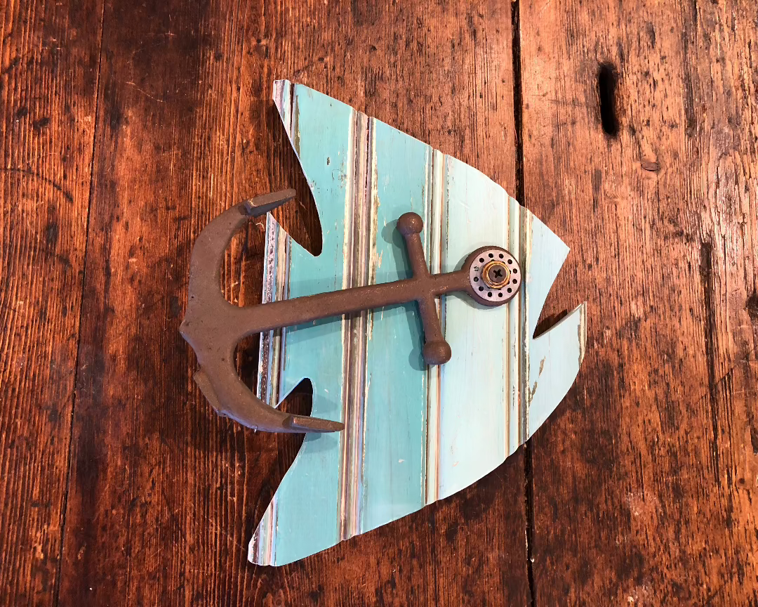 Anchors Away - Wooden Fish Hanging