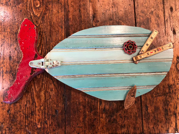 Red Tail Whale, Wooden Fish Hanging