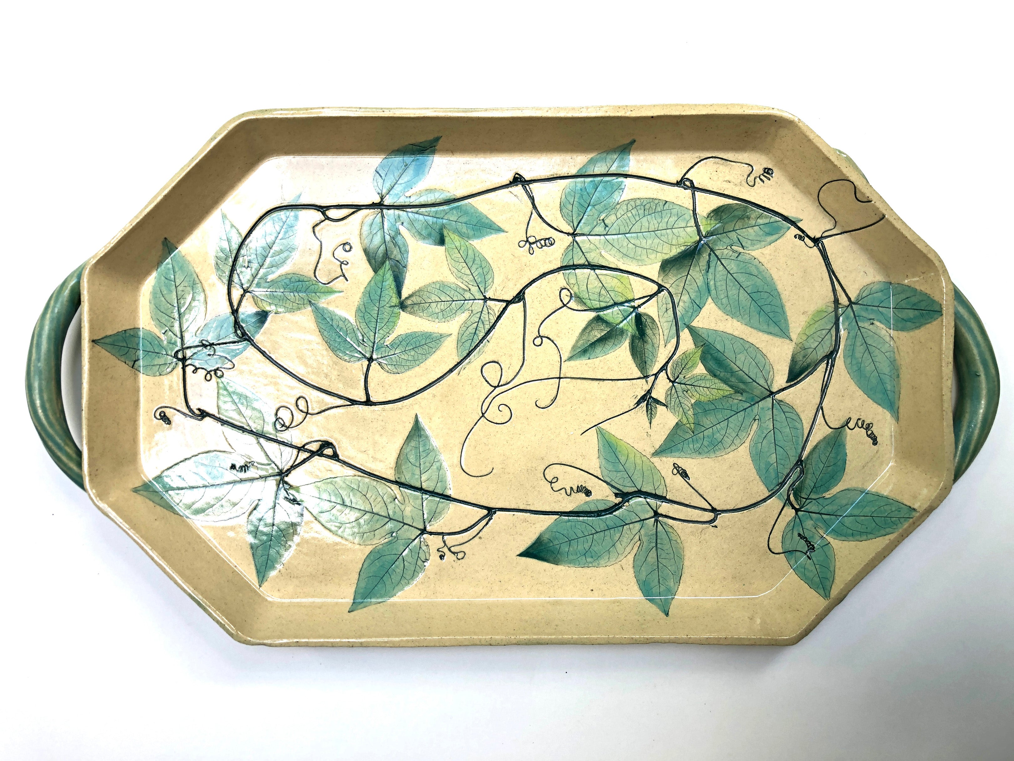 Passion Vine Octagonal Tray with handles #1941