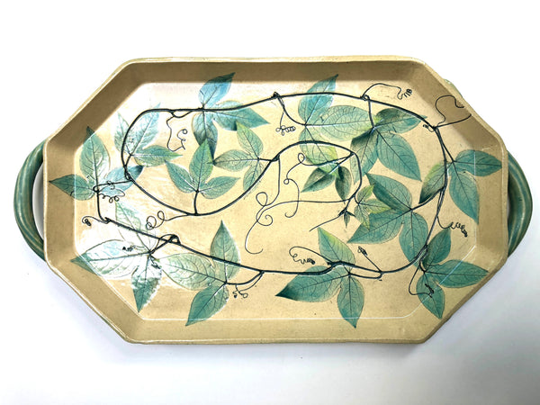 Passion Vine Octagonal Tray with handles #1941