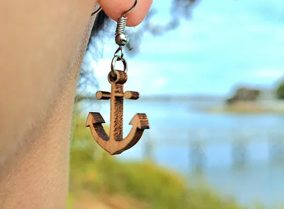 Anchor Wood Earrings
