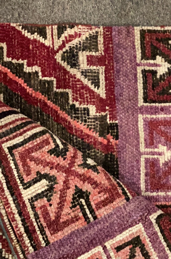 Green, Red, and Pink Vintage Persian Rug