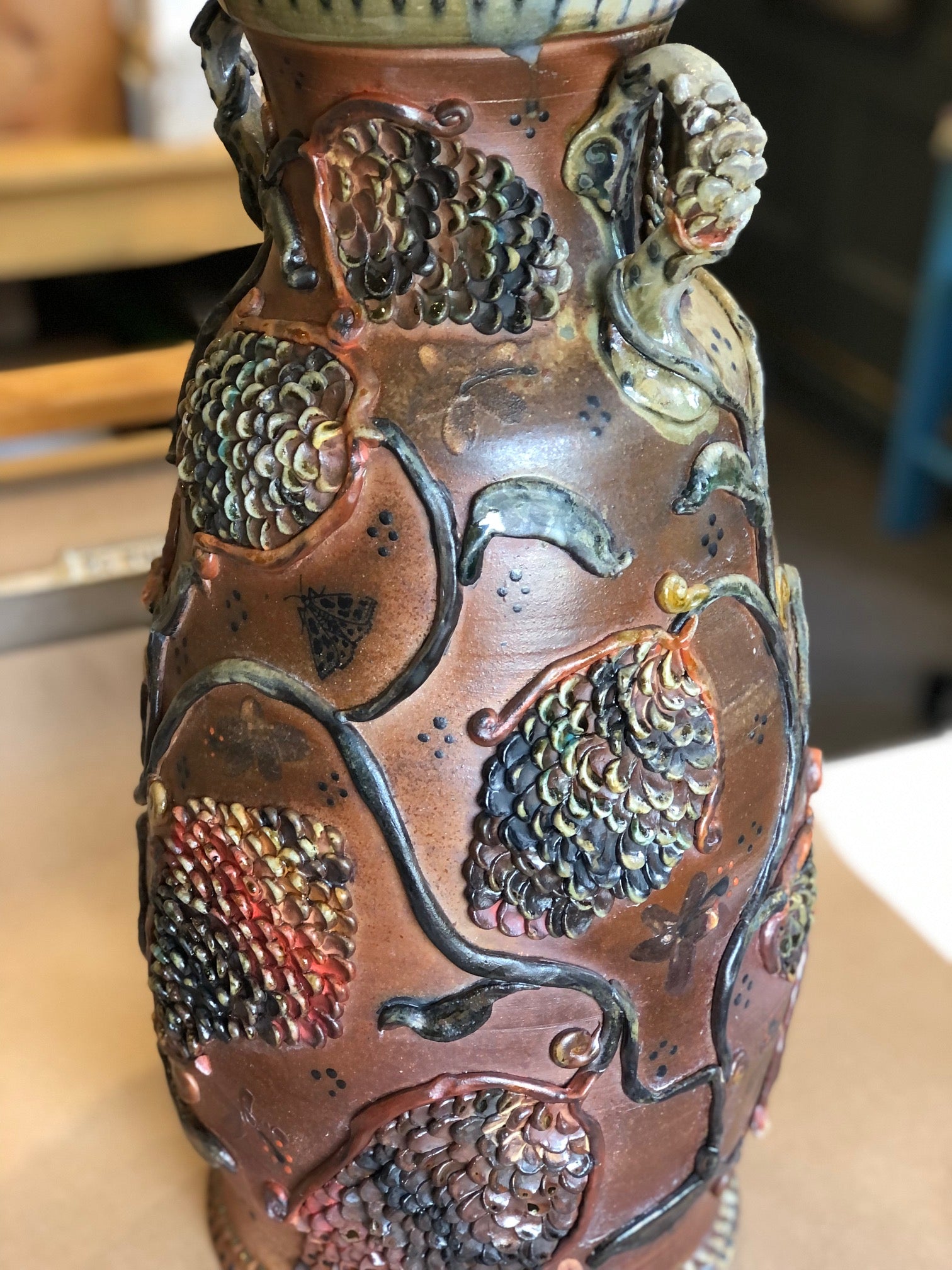 Large Wood Fired Protea Vase