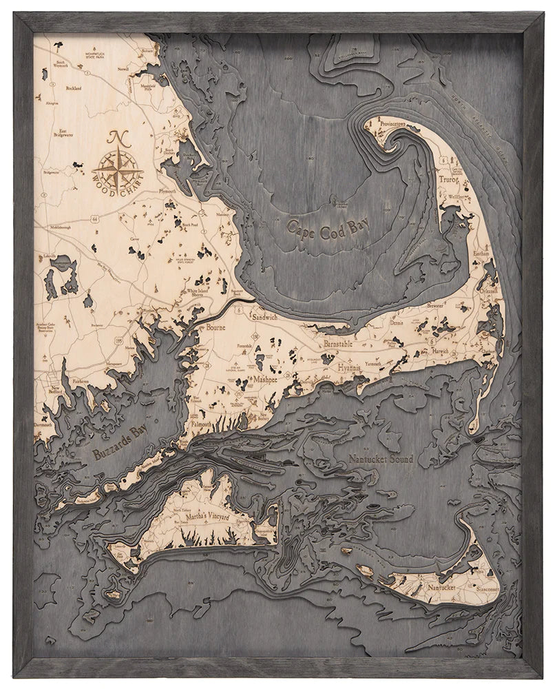 Cape Cod & the Islands Wood Chart Map 24.5” x 31”