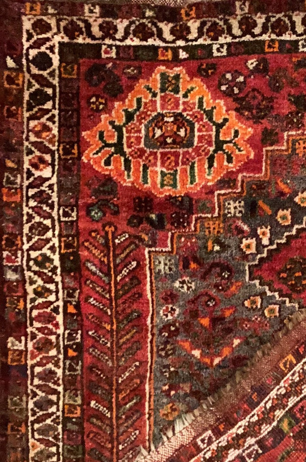Red, Orange and Gray Vintage Persian Rug
