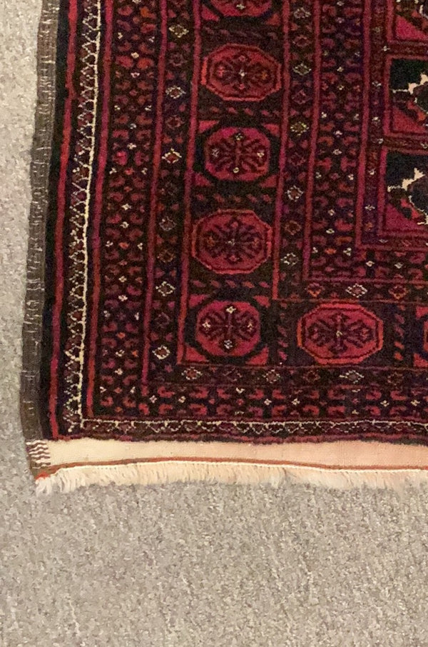 Black and Maroon Vintage Persian Rug