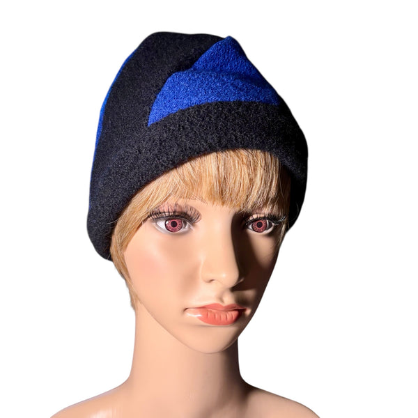 Black & Blue Wool Beanie WH026