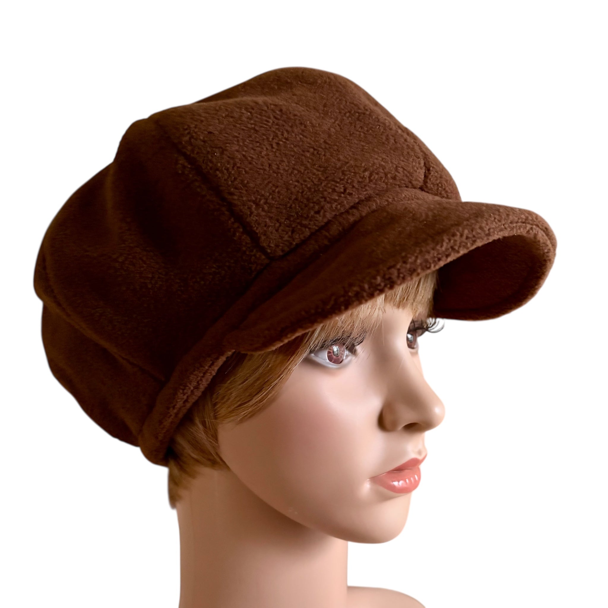 Brown Fleece Newsboy Cap WH030