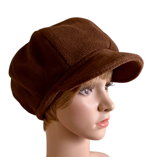 Brown Fleece Newsboy Cap WH030