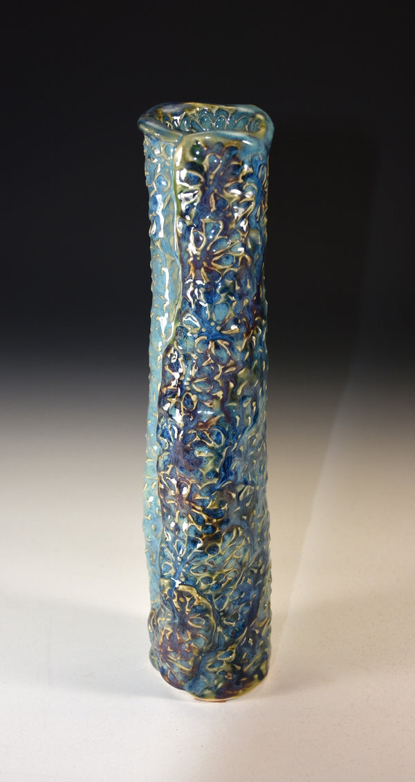 Tall Aqua, Blue and Purple Vase 2