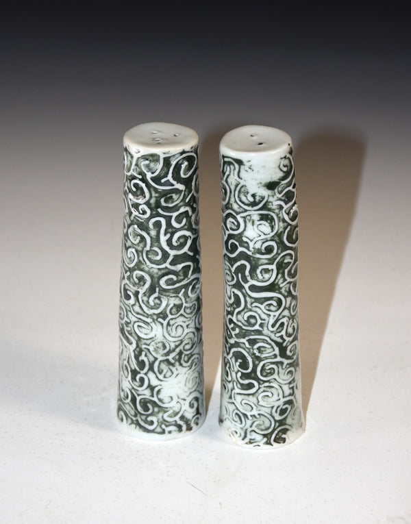 Salt & Pepper Shaker Set BW Squiggles