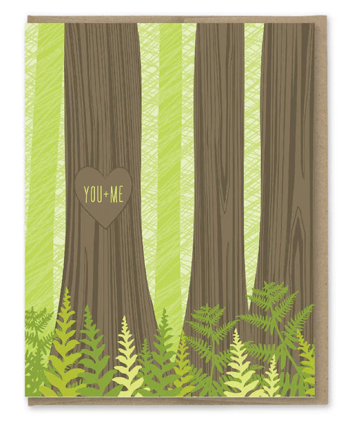 You + Me Tree Carving Greeting Card