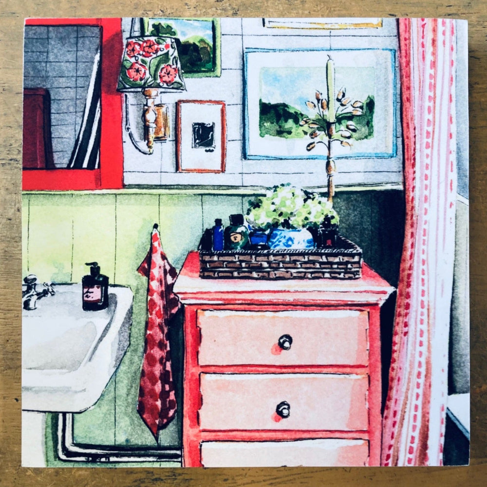 Watercolor Block - Pink and Green Bathroom