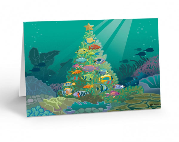Coral Christmas Tree Boxed Cards