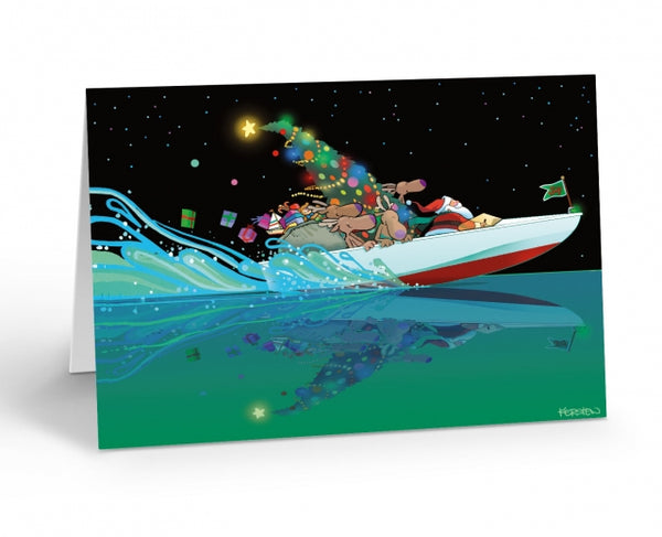 Christmas Speedboat Boxed Cards