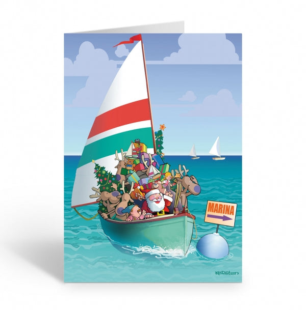 Santa Loaded Sailboat Boxed Cards
