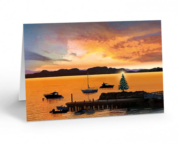 Sunset with Boats Boxed Cards