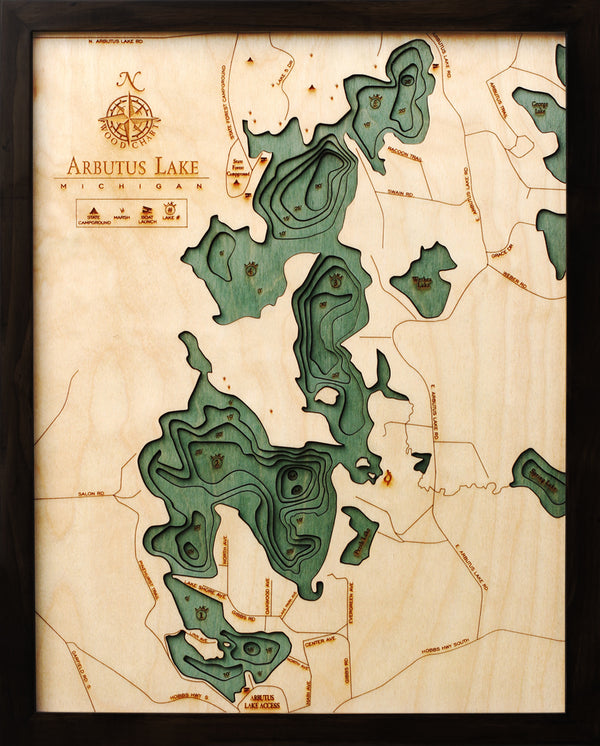Arbutus (Traverse) Wood Chart Map