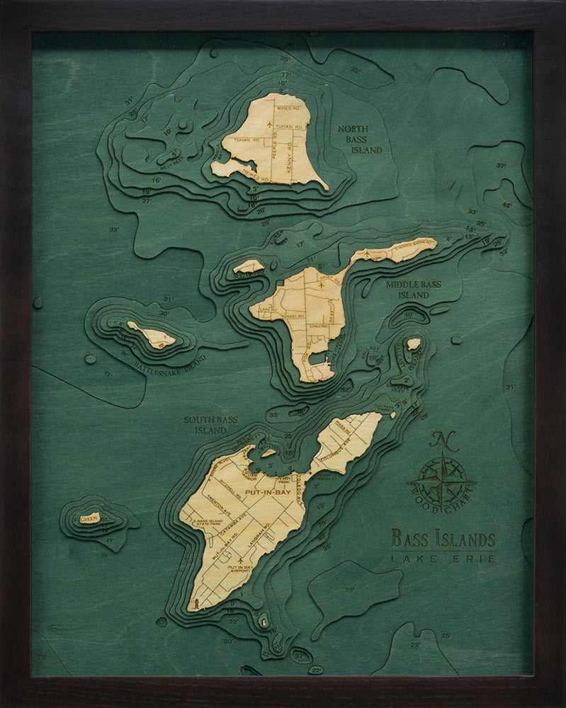 Bass Islands & Put-in-Bay Wood Chart Map