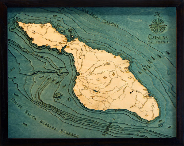 Catalina Island Wood Chart Map