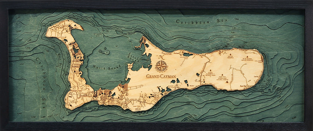 Grand Cayman Wood Chart Map