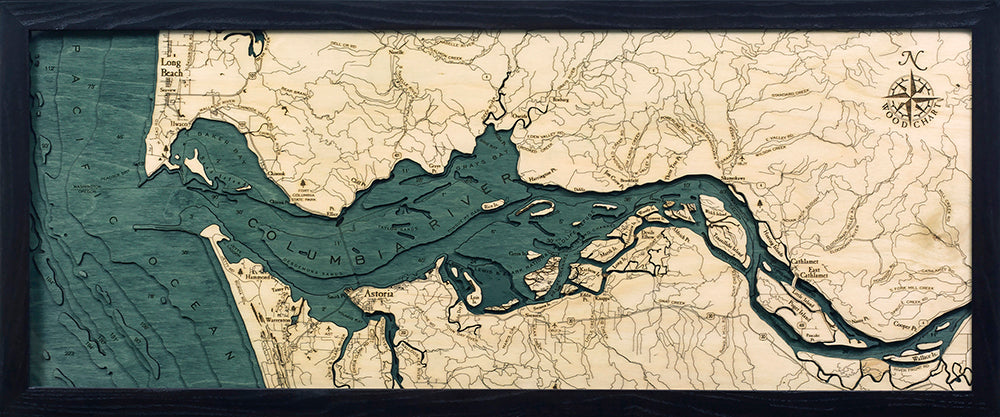 Columbia River Mouth Wood Chart Map