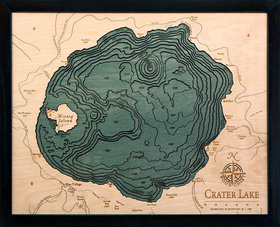 Crater Lake Wood Chart Map