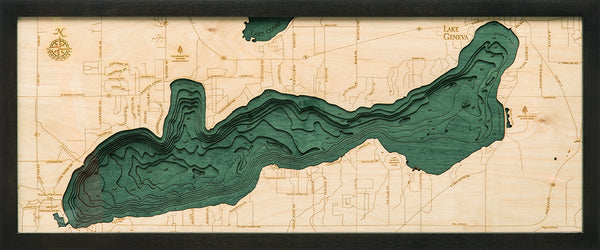 Lake Geneva Wood Chart Map