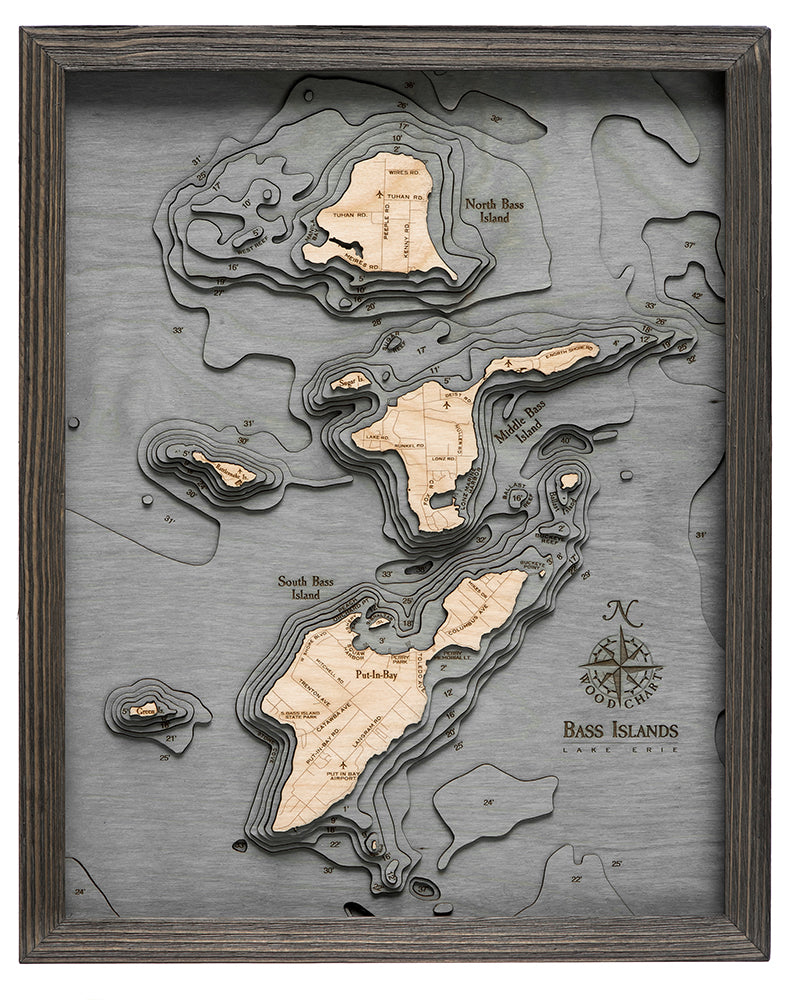 Bass Islands & Put-in-Bay Wood Chart Map
