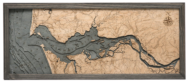 Columbia River Mouth Wood Chart Map