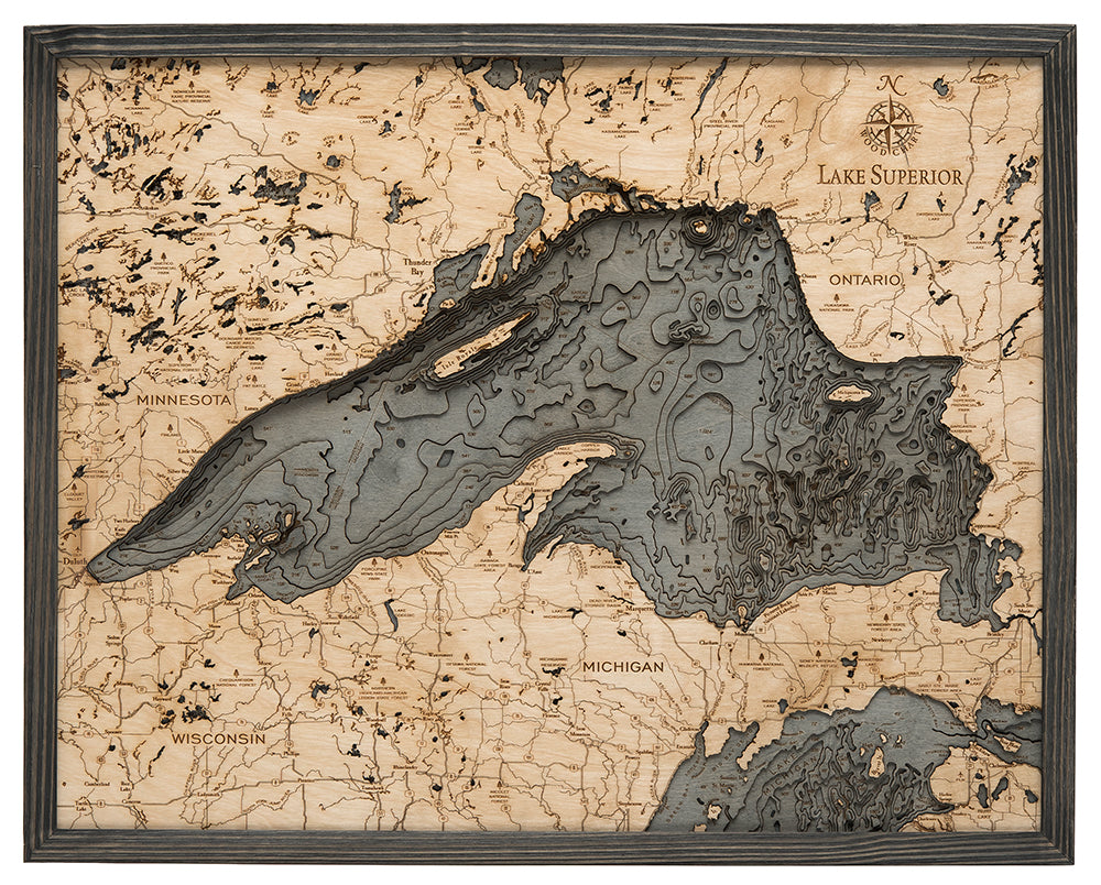 Lake Superior Wood Chart Map