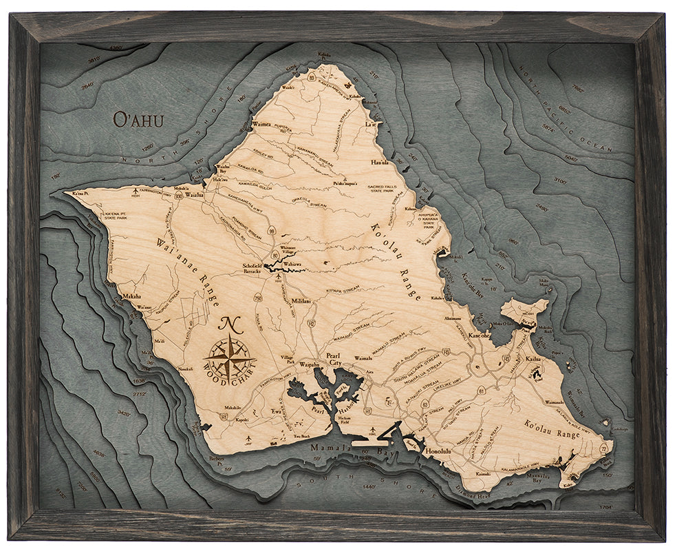 Oahu Wood Chart Map