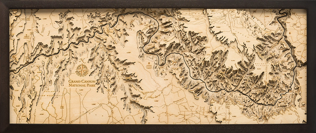 Grand Canyon Wood Chart Map