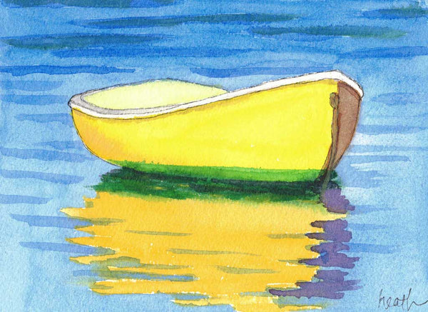 Yellow Dingy Original Water Color by Bobbi Heath