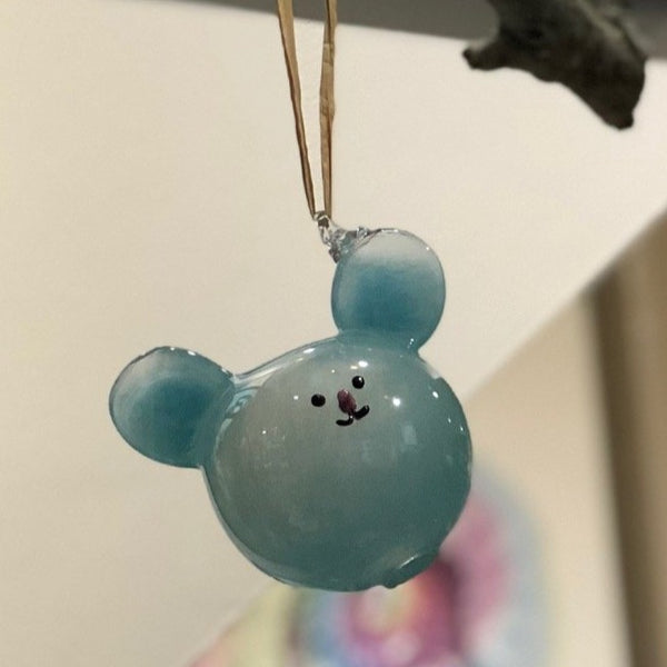 Hand Blown Glass Animal Ornament - Mouse Bear