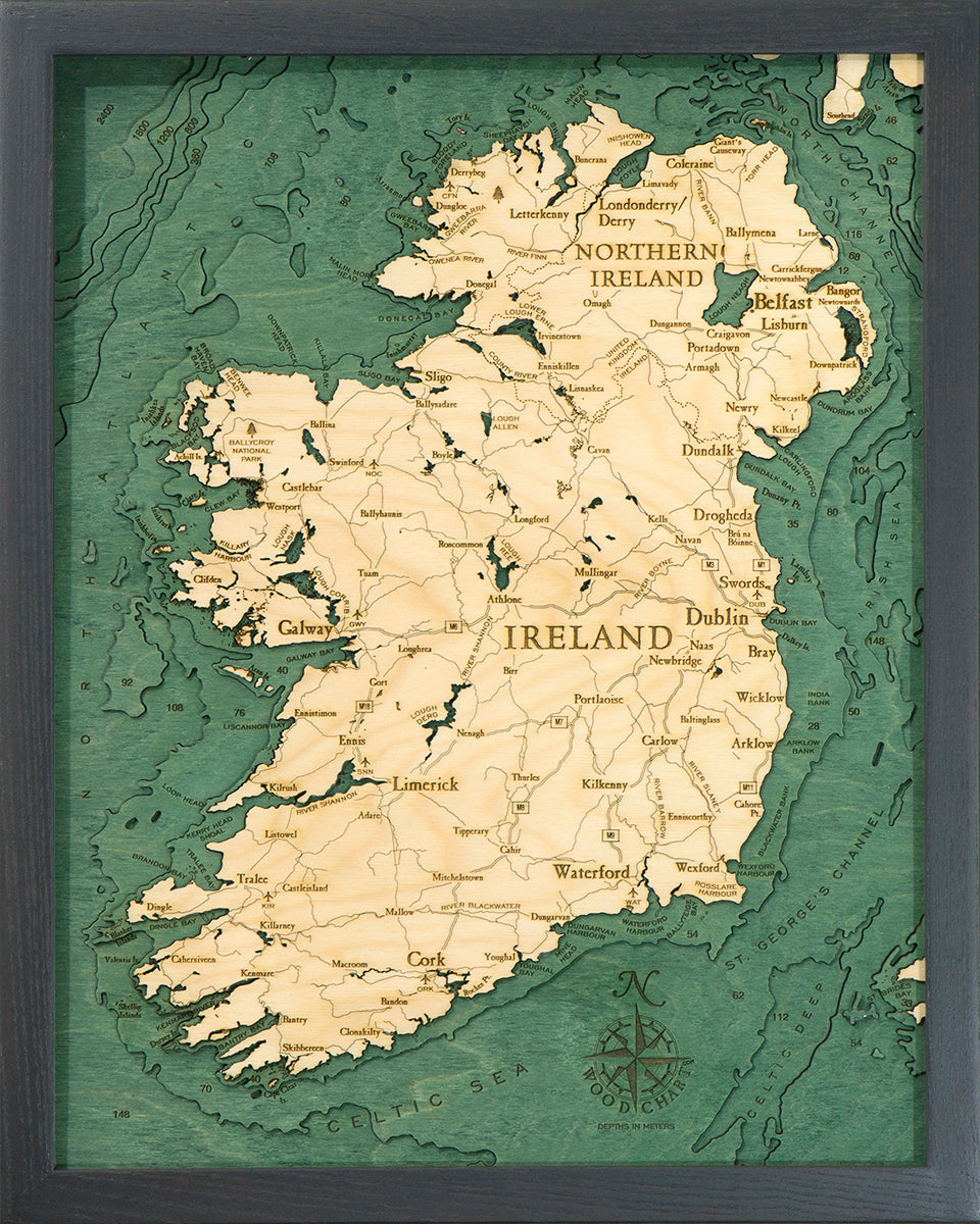 Ireland Wood Chart Map