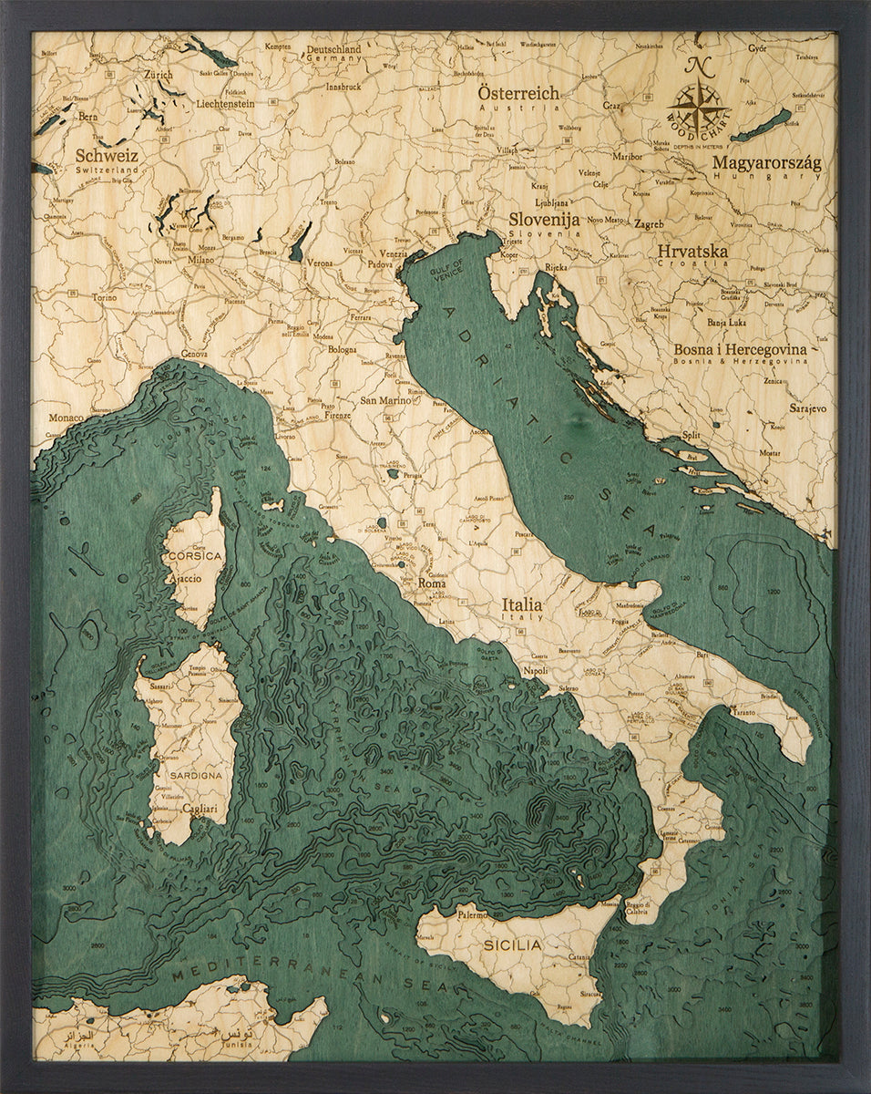 Italy Wood Chart Map