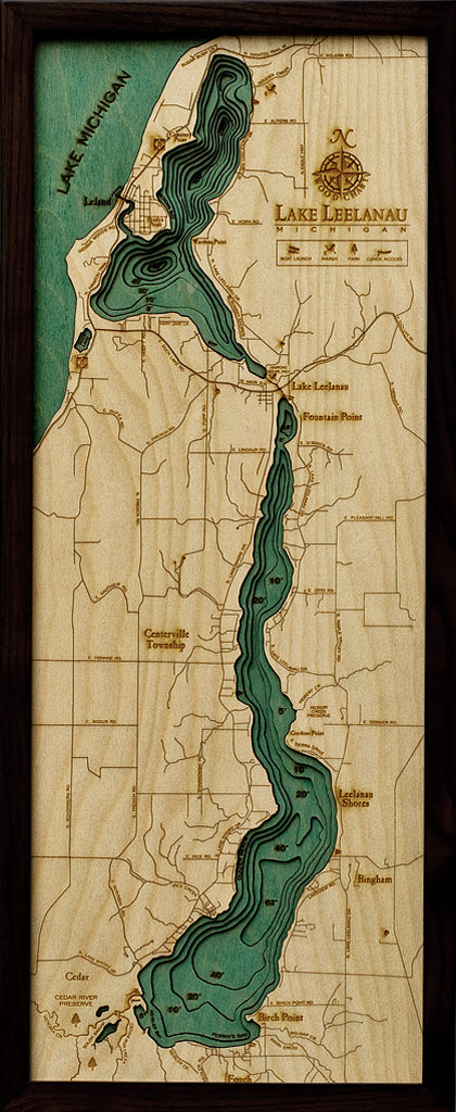 Lake Leelanau Wood Chart Map