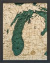 Lake Michigan Small Wood Chart Map