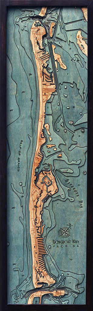 Longboat Key Wood Chart Map