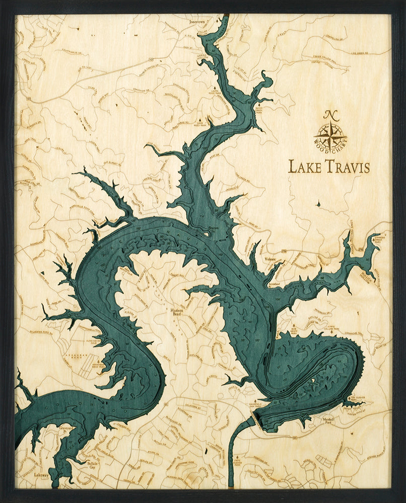 Lake Travis Wood Chart Map