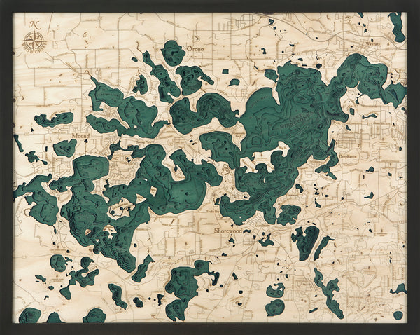 Lake Minnetonka Wood Chart Map