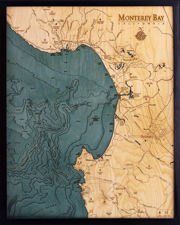 Monterey Bay Wood Chart Map