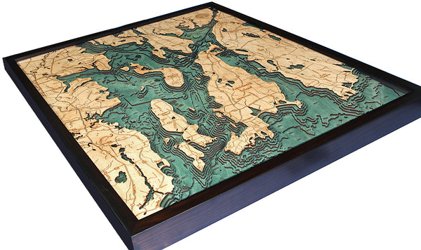 Narragansett Bay Wood Chart Map 24.5” x 31”