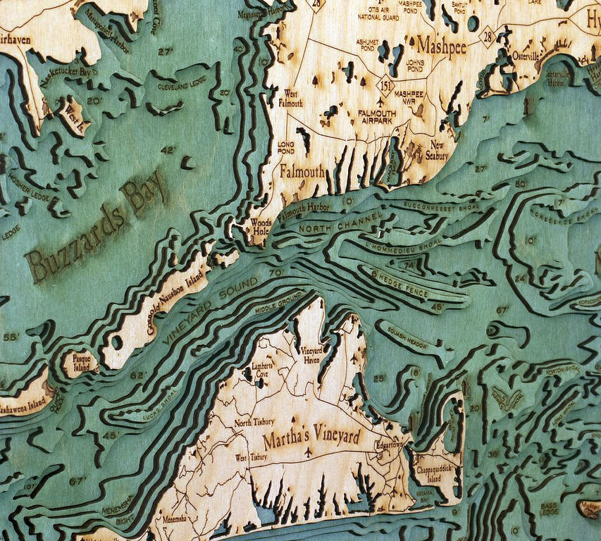 Cape Cod & the Islands Wood Chart Map 24.5” x 31”