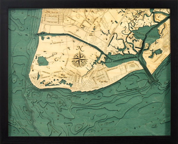 New Jersey Cape May Wood Chart Map