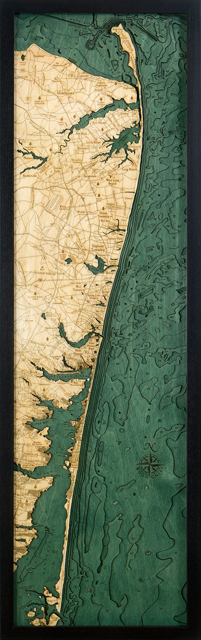 New Jersey North Shore Wood Chart Map