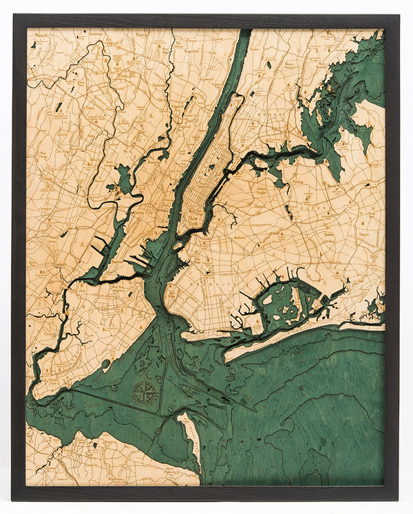 5 Boroughs of New York Wood Chart Map