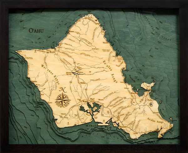 Oahu Wood Chart Map