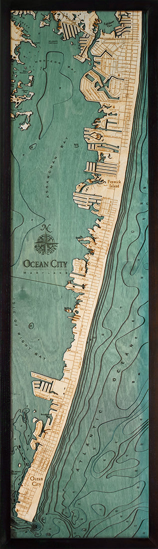 Ocean City Wood Chart Map